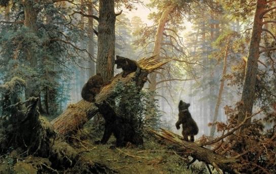 O veľkých ruských umelcoch: Shishkinina maľba "Morning in the Pine Forest"