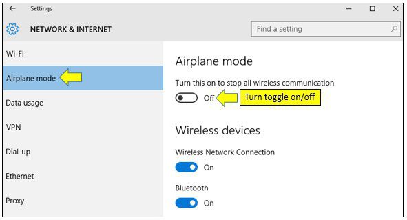 Ako môžem vypnúť režim lietadla (Windows 10)? adresovanie
