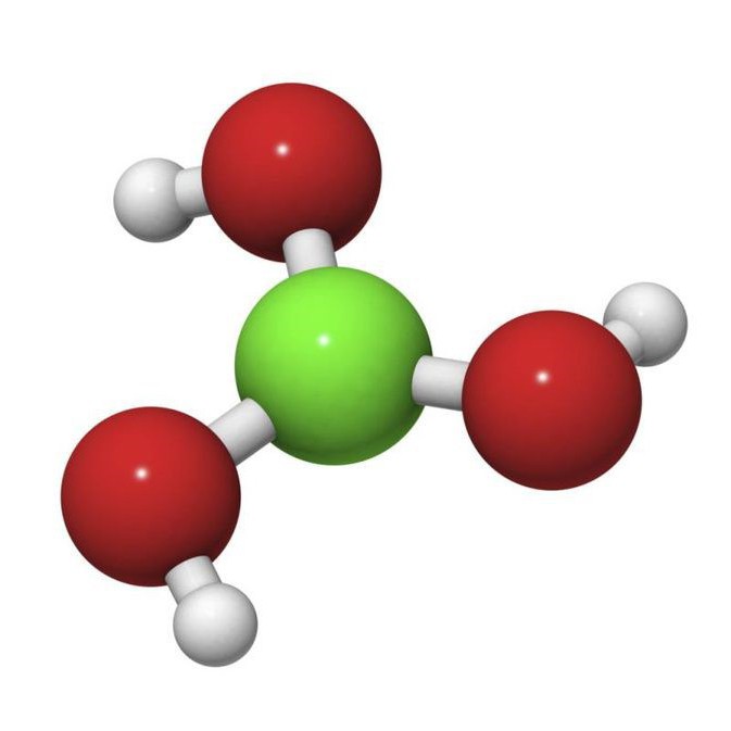 Vzorec kyseliny boritej v chémii