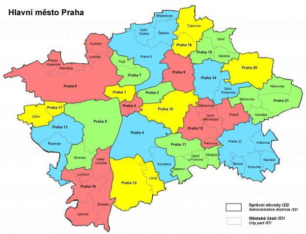 mapa oblastí praha