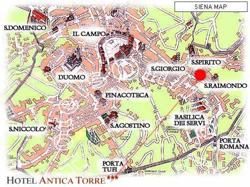 Siena mapa s atrakciami